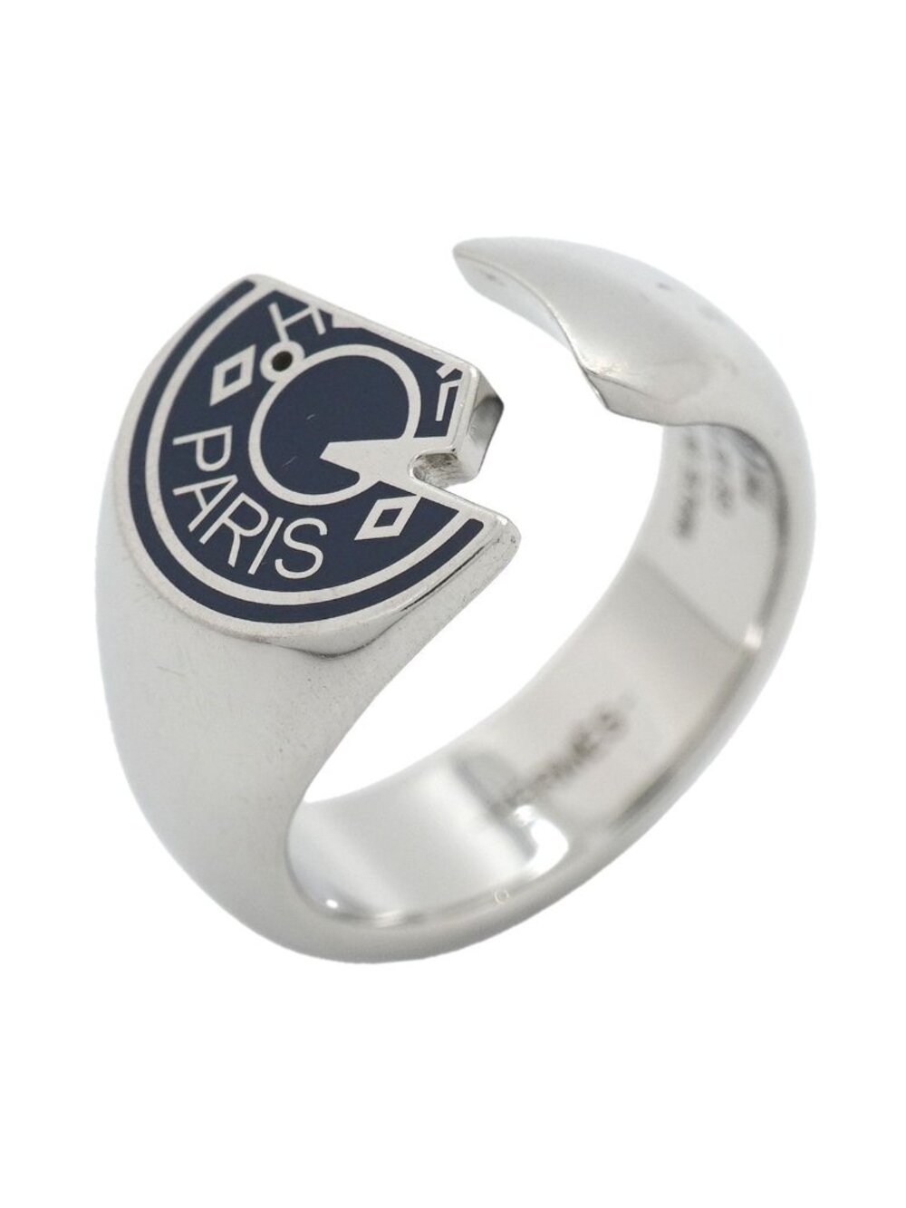 Hermes Ring Carrousel Metal Silver Navy
